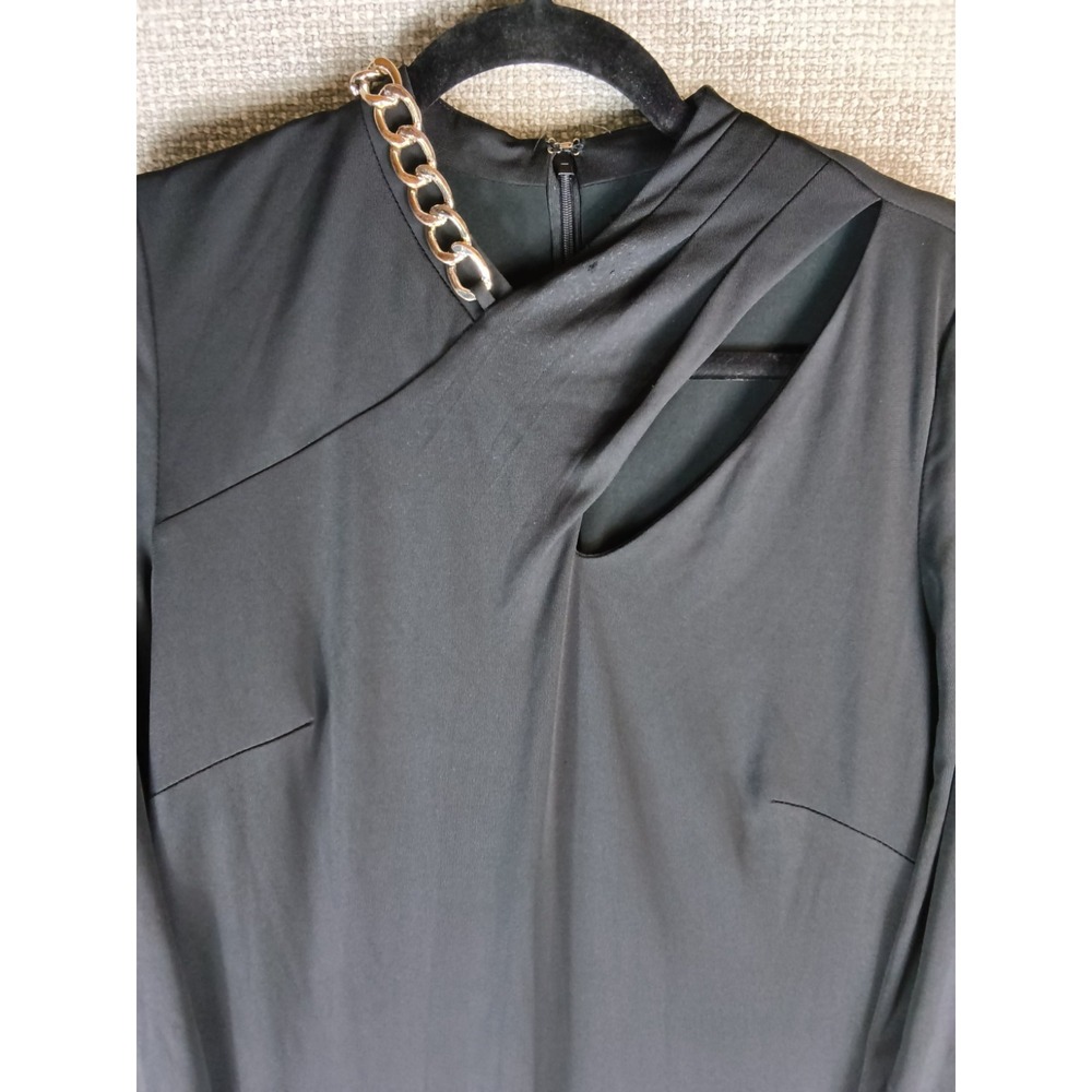 Lauren Ralph Lauren Black Chain Jersey Maxi Gown Dress Size 10 - Flaw